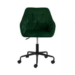 Chaise de bureau confortable avec accoudoirs en velours vert