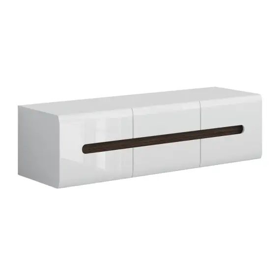 Meuble tv 2 portes 2 tiroirs 150 cm blanc laqué et naturel