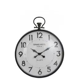 Horloge boule ronde métal noir verre H69,5cm