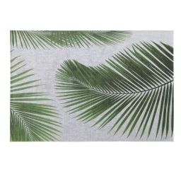 Tapis d’extérieur gris imprimé feuilles de palmier 155×230