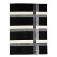 image de tapis scandinave Tapis toucher laineux lignes croisées noir 133×190