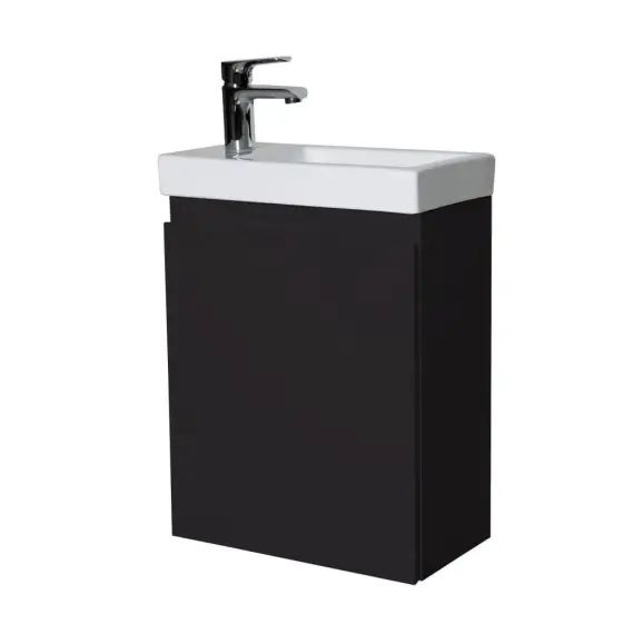 Meuble lave-mains  noir + robinet chromé