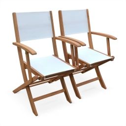 Lot de 2 fauteuils de jardin en bois blanc