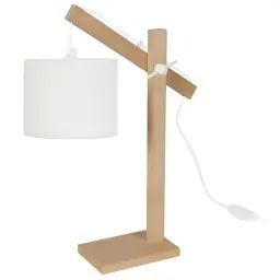 Lampe de bureau bois naturel et écru