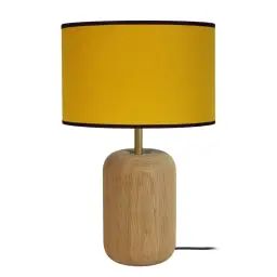 Lampe a poser bois naturel et jaune