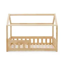 Lit cabane 70×140 sommier inclus naturel