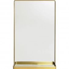 Miroir avec tablette bords arrondis en métal doré 80×50