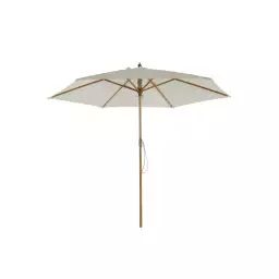 Parasol droit en bambou contreplaqué et tissu beige clair
