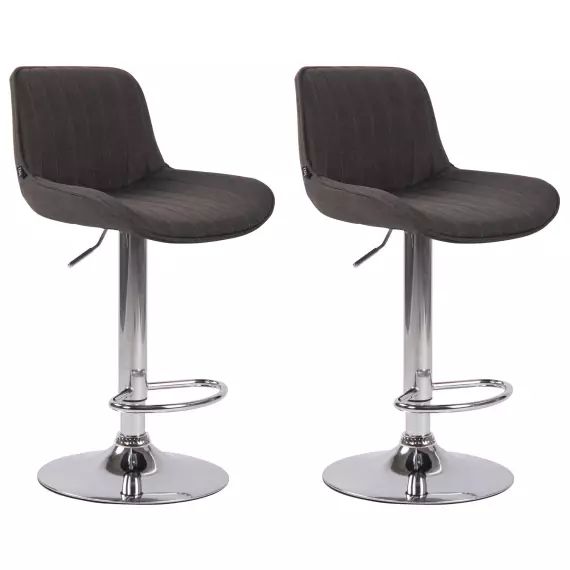 Lot de 2 Tabourets de bar réglable en tissu Gris foncé