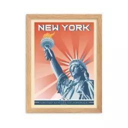 Affiche New York Statue de la Liberté avec Cadre (Bois) 21×29,7 cm