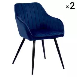 Lot de 2 chaises vintage en velours bleu