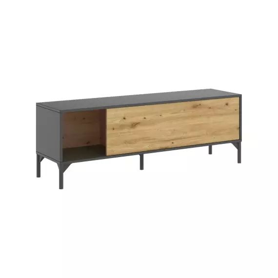 Meuble TV effet bois chêne et anthracite