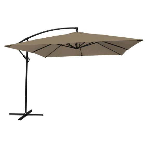 Parasol déporté carré 2,7×2,7m en acier et toile taupe