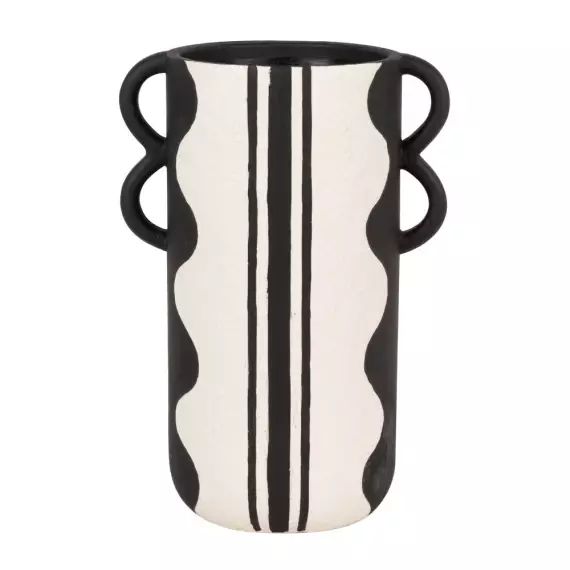 Vase en ciment blanc et noir H30