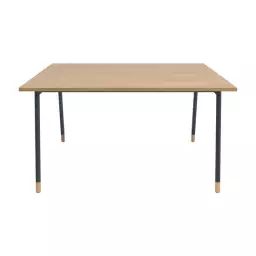 K2 Table réu carrée 120x120cm BUT PRO imitation hêtre et noir