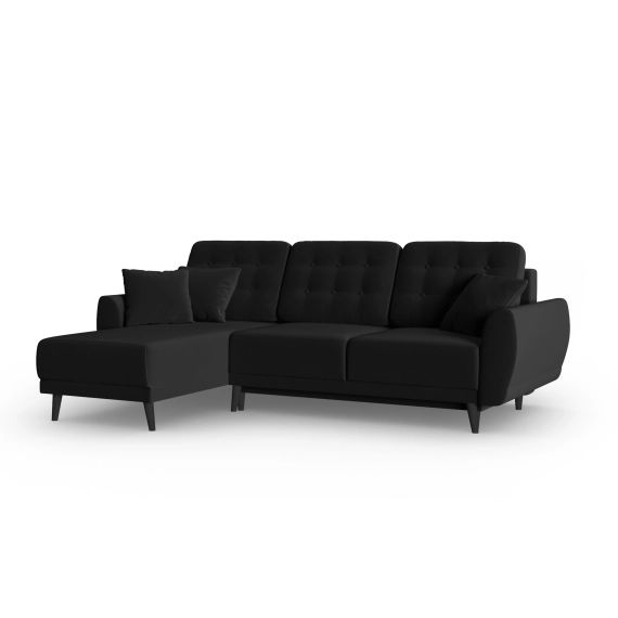 Canapé d’angle 4 places en velours noir