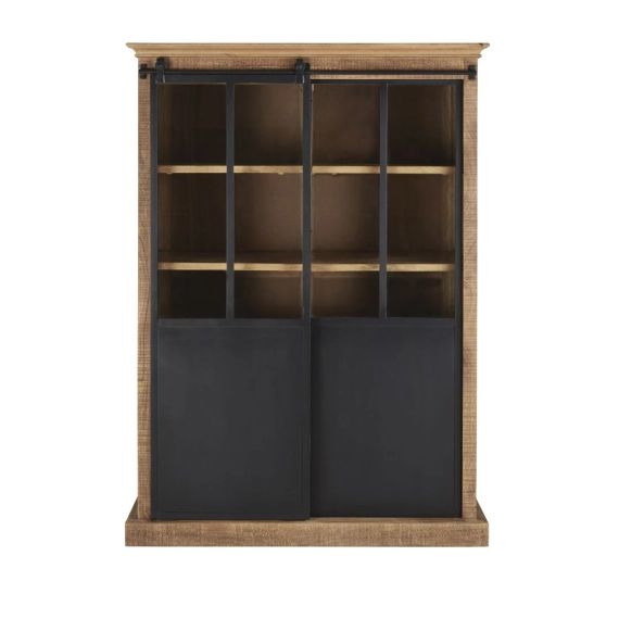 Dressing 2 portes coulissantes en manguier massif et métal noir