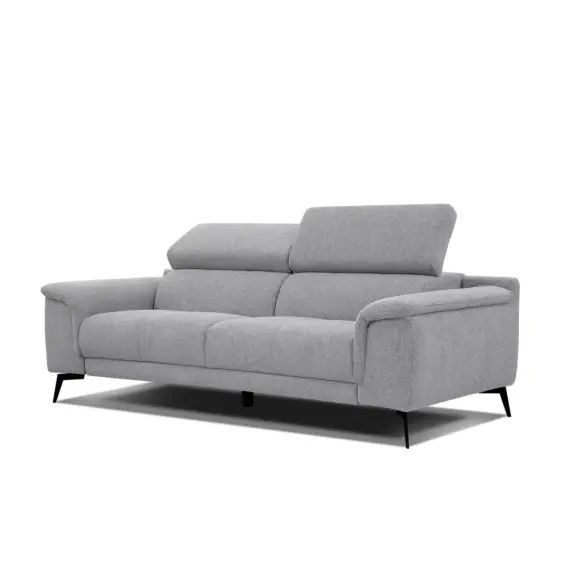Canapé droit 3 places tissu gris clair