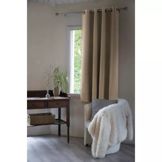 Rideau occultant doublure polaire polyester beige 140×180 cm