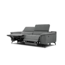 Canapé droit 3 places avec 2 relax  électriques tissu gris