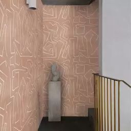 Papier Peint Graffiti Moderne sur Fond Rose Saumoné 250×200 cm