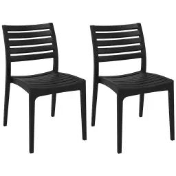 Lot de 2 chaises de jardin empilables en plastique Noir