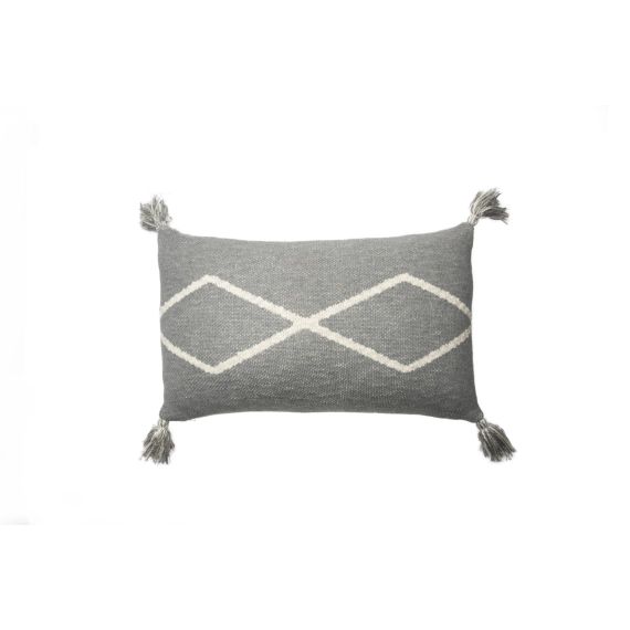 Coussin en tricot en coton gris 30×48