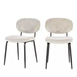 Cosmo – Lot de 2 chaises en velours côtelé et métal – Couleur – Ecru