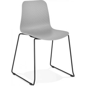 Chaise de table design assise couleur gris pietement noir