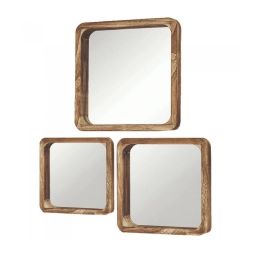 Set de 3 miroirs décoratifs carrés en bois