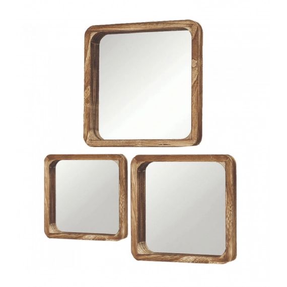 Set de 3 miroirs décoratifs carrés en bois