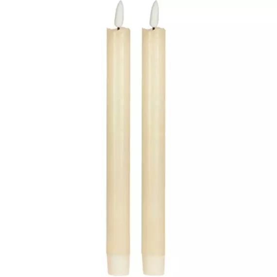 Set de 2 bougies longues chandelier LED ivoire