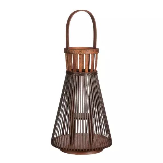 Lanterne en polyester recyclé marron foncé H45