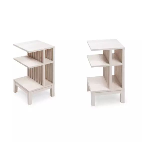 Lot de 2 Table de chevet en hêtre blanc huilé