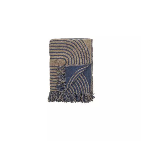 Plaid Plaids en Tissu, Coton recyclé – Couleur Bleu – 20 x 20 x 10 cm