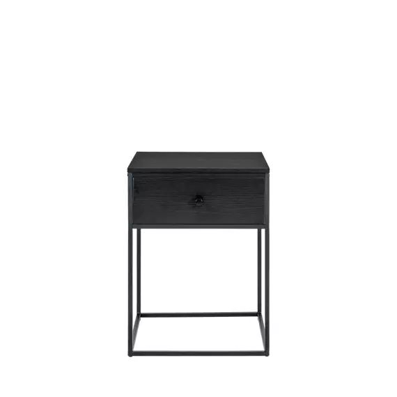 Vita – Table de chevet avec tiroir en bois et métal – Couleur – Noir