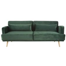 Canapé-lit 3 places en velours vert Elvis