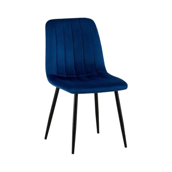 Chaise de salle à manger avec pieds métal assise en velours Bleu