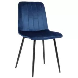 Chaise de salle à manger avec pieds métal assise en velours Bleu