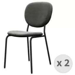 Chaise en Velours Gris Carbone et métal noir (x2)