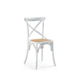 Alsie – Lot de 2 chaises bistrot en bois massif et rotin
