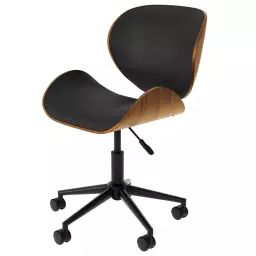 Chaise de bureau pivotante en cuir synthétique noir 79-91cm