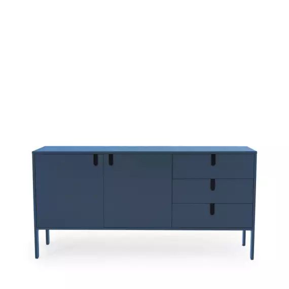 Uno – Buffet en bois 2 portes 3 tiroirs L171cm – Couleur – Bleu Canard