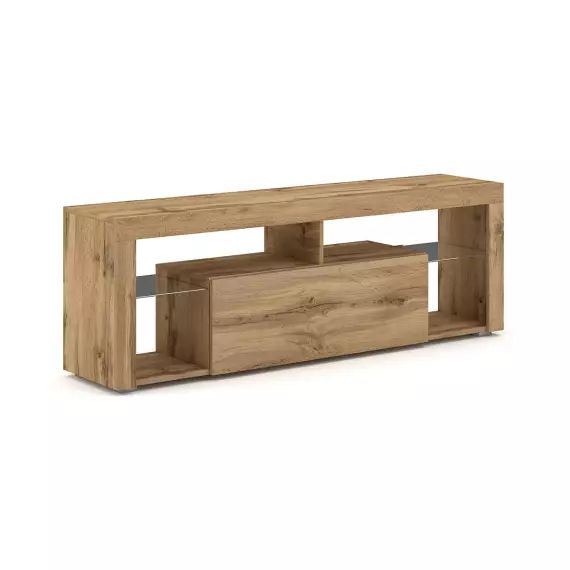 Meuble tv 1 porte 140 cm naturel