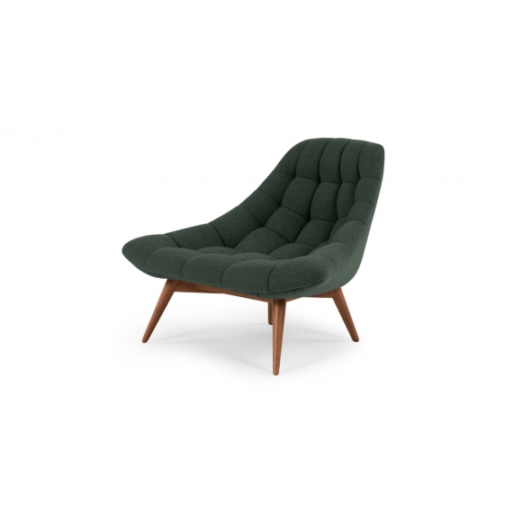 Kolton, fauteuil, tissu vert boisé et pieds en bois foncé