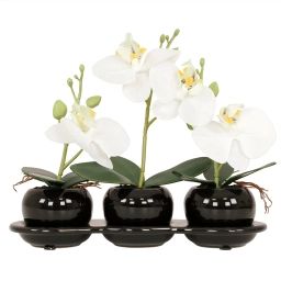 Lot de 3 Orchidées Artificielles, Toucher Naturel, H.20cm