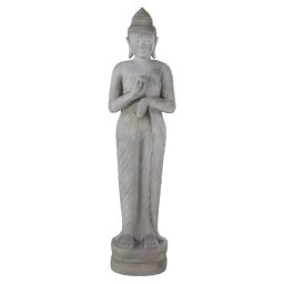 Statue de jardin bouddha grise blanchie H158
