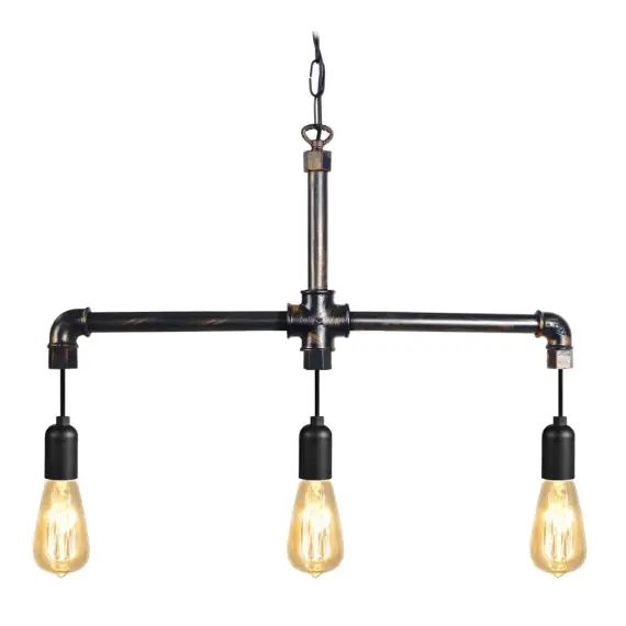 Lustre métal noir et cuivre