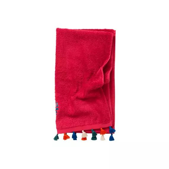 Drap de bain bouclette de coton rouge