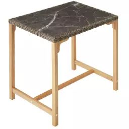 Table de bar en rotin avec cadre en Aluminium et Bois marron naturel